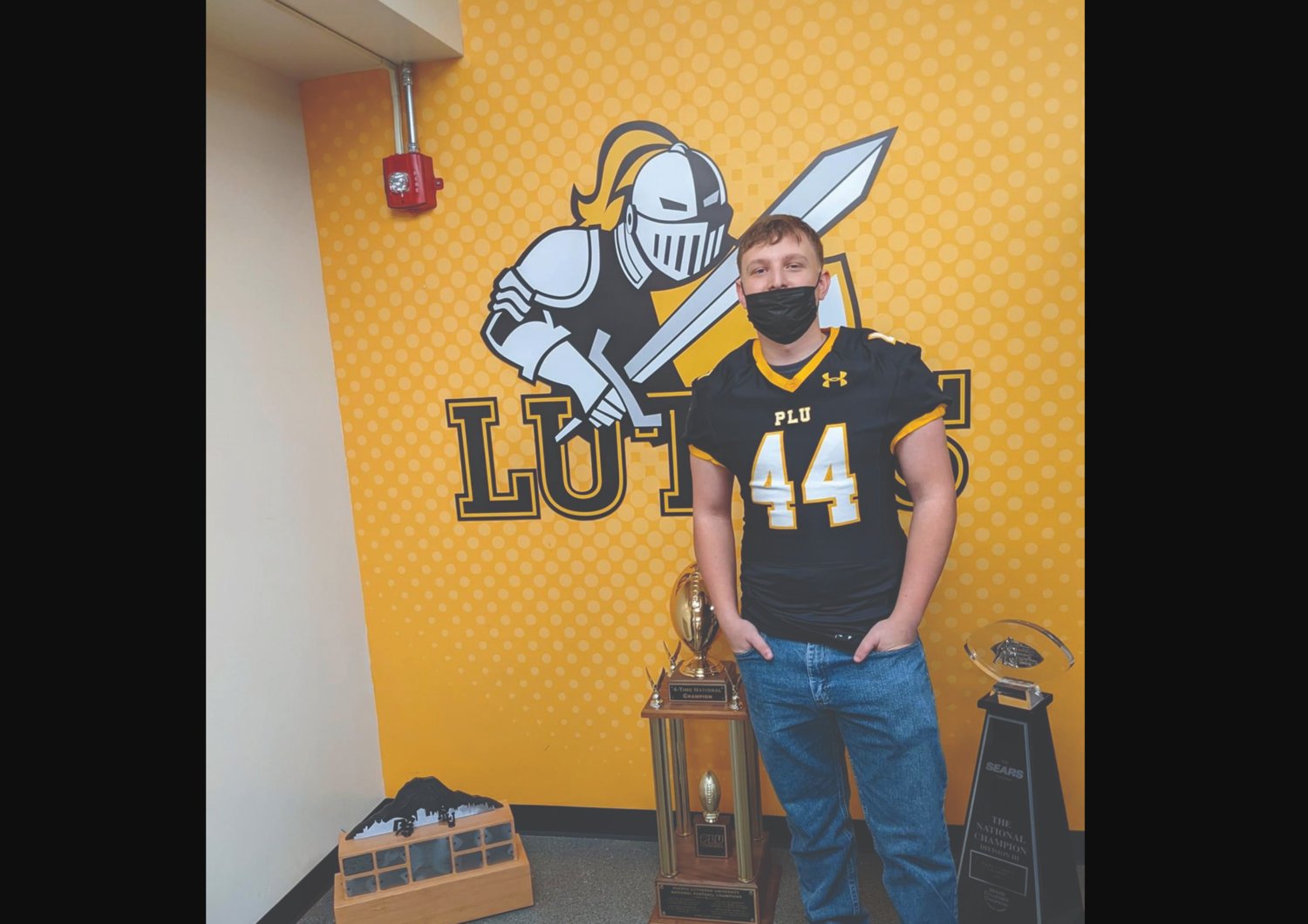 Oakville High School senior Derek Ruymann poses for a photo at Pacific Lutheran University. Ruymann, an all-league linebacker for the Acorns, will join the Lutes’ football team next season.